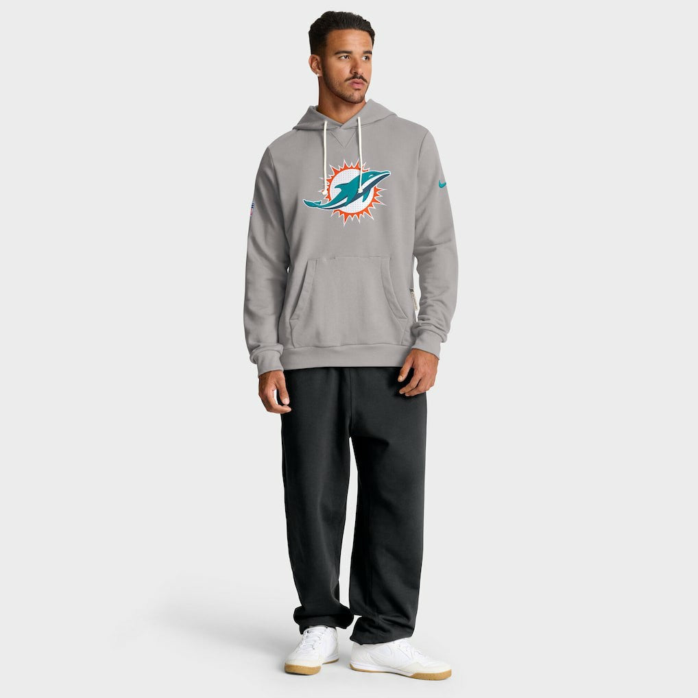 Miami Dolphins Sideline Standard Issue Initial Home Dri-FIT Hoodie Charcoal | Nike for Sale
