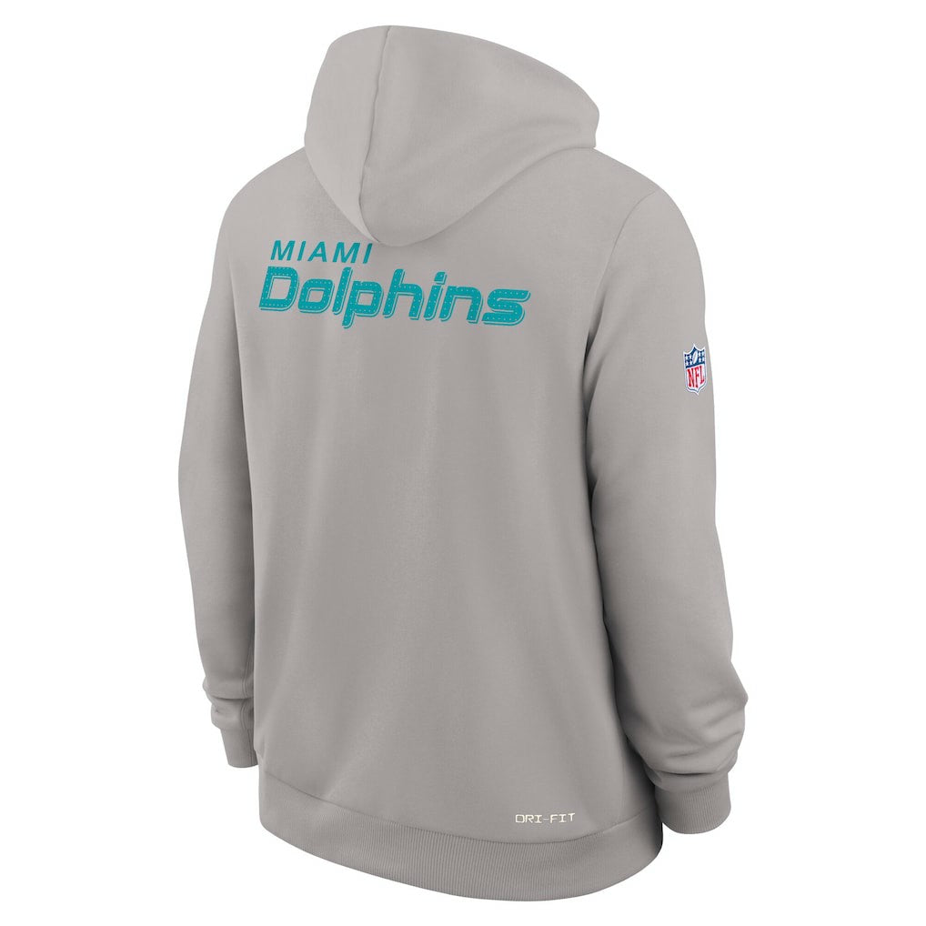 Miami Dolphins Sideline Standard Issue Initial Home Dri-FIT Hoodie Charcoal | Nike for Sale