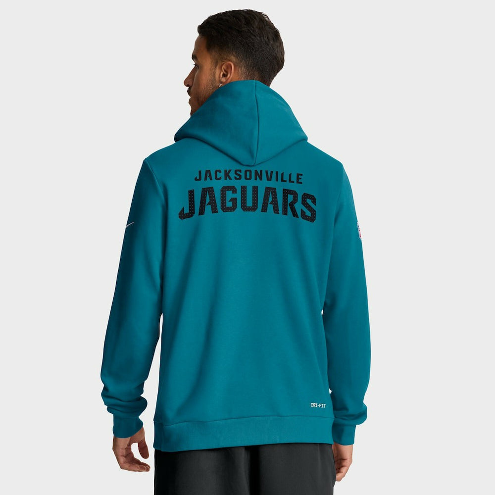Jacksonville Jaguars Sideline Standard Issue Initial Home Dri-FIT Hoodie Teal | Nike for Sale