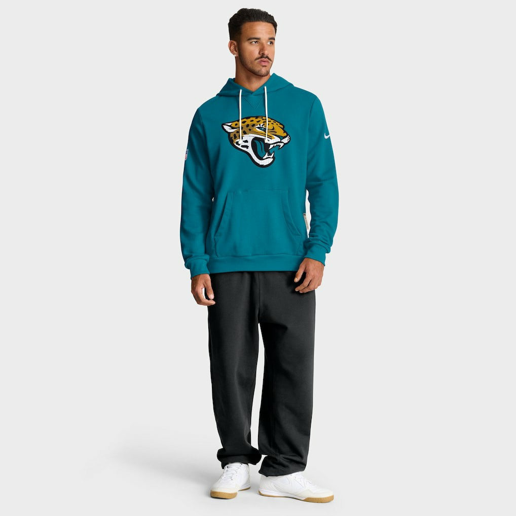 Jacksonville Jaguars Sideline Standard Issue Initial Home Dri-FIT Hoodie Teal | Nike for Sale