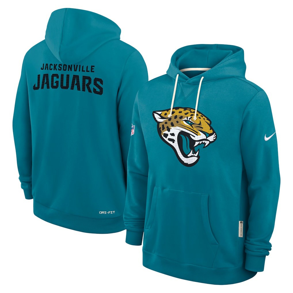 Jacksonville Jaguars Sideline Standard Issue Initial Home Dri-FIT Hoodie Teal | Nike for Sale