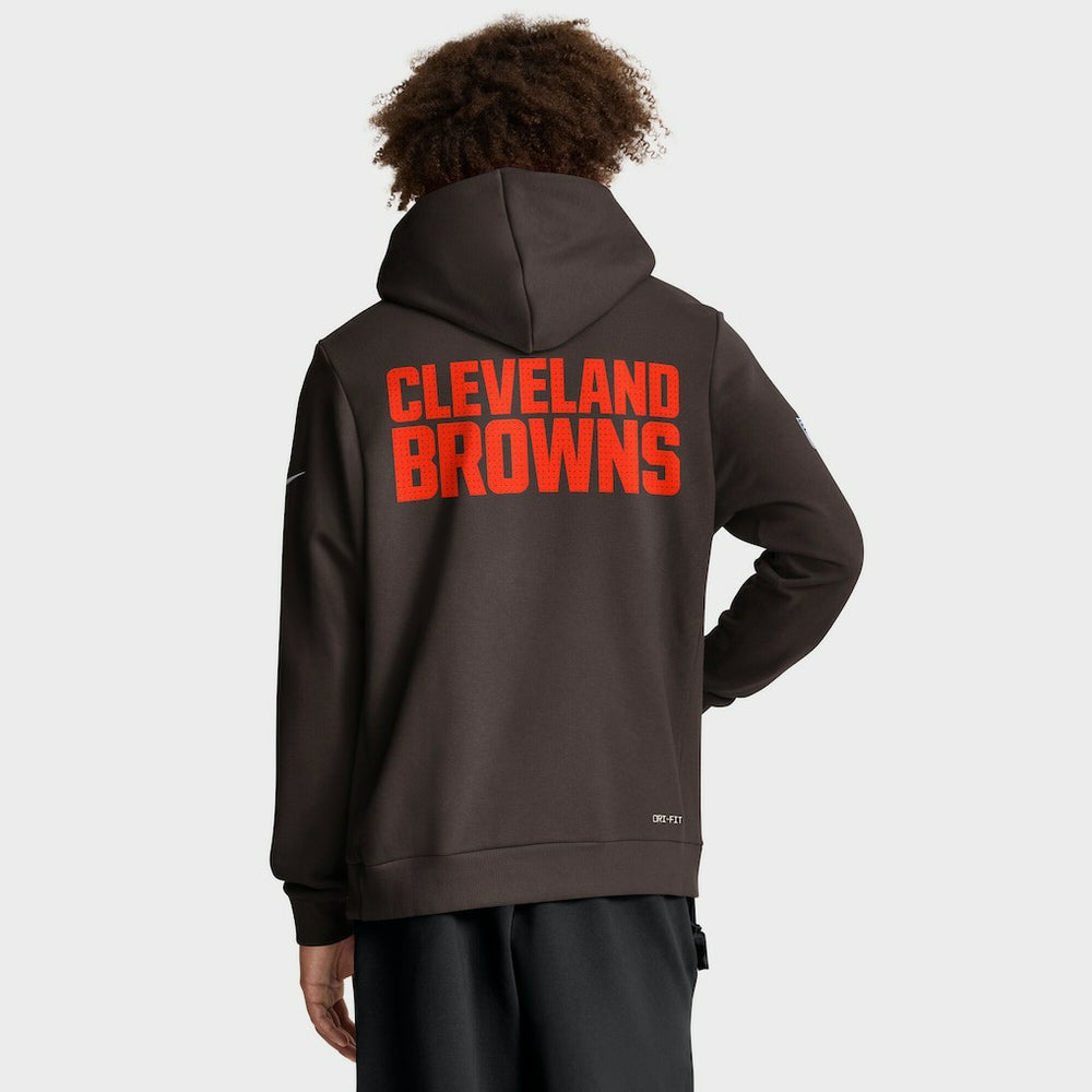 Cleveland Browns Sideline Standard Issue Initial Home Dri-FIT Hoodie Brown | Nike for Sale