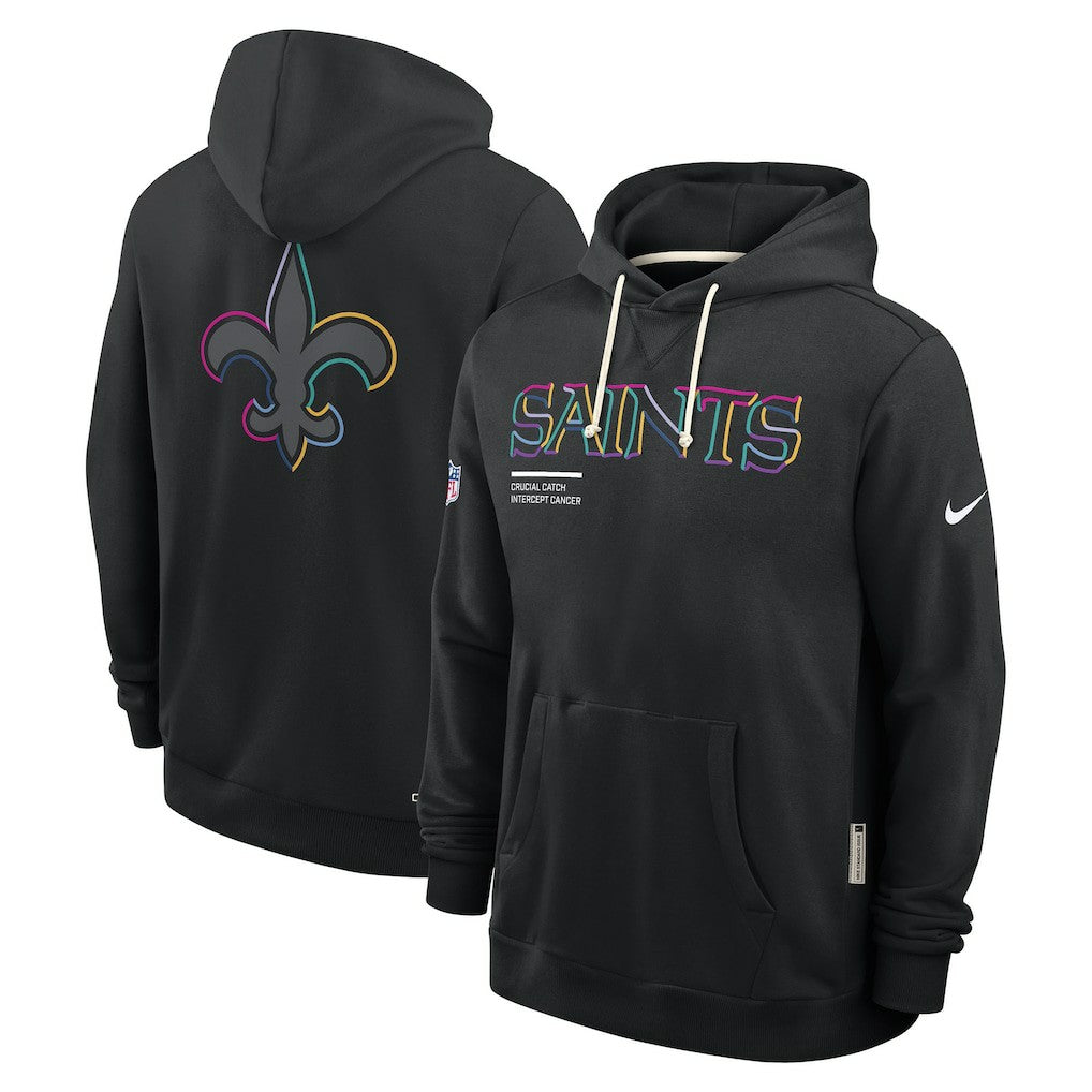 New Orleans Saints 2025 NFL Crucial Catch Sideline Standard Issue Dri-FIT Hoodie Black | Nike for Sale