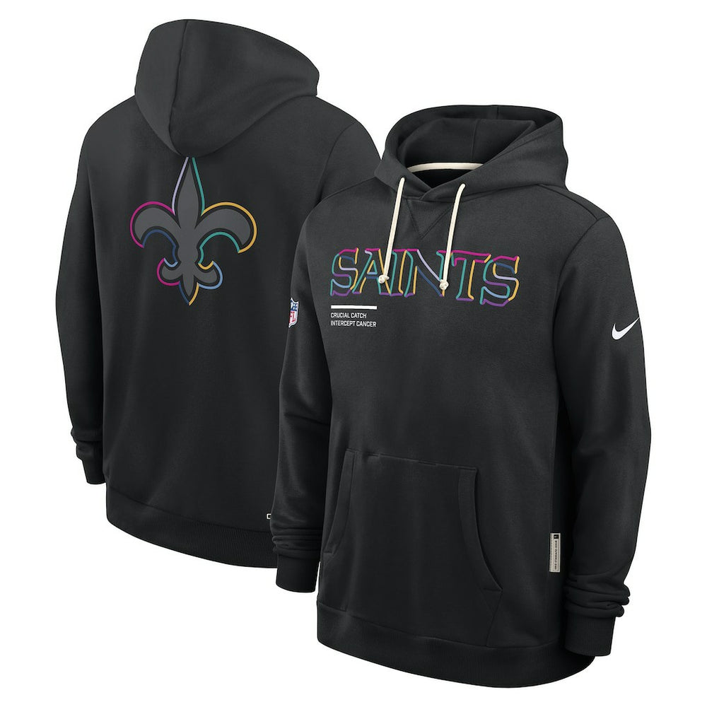 New Orleans Saints 2025 NFL Crucial Catch Sideline Standard Issue Dri-FIT Hoodie Black | Nike for Sale