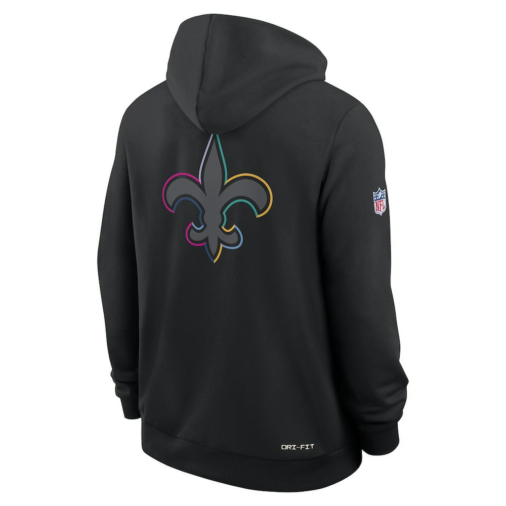 New Orleans Saints 2025 NFL Crucial Catch Sideline Standard Issue Dri-FIT Hoodie Black | Nike for Sale