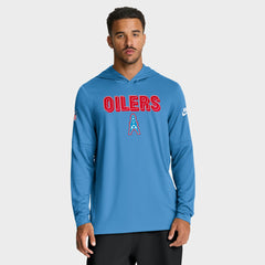 Tennessee Titans Sideline Oilers Throwback Dri-FIT Long Sleeve Hoodie T-Shirt Light Blue | Nike for Sale