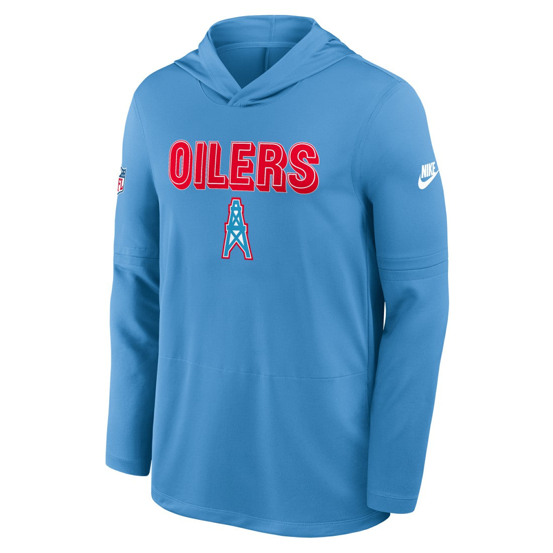 Tennessee Titans Sideline Oilers Throwback Dri-FIT Long Sleeve Hoodie T-Shirt Light Blue | Nike for Sale