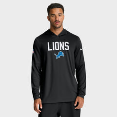 Detroit Lions Sideline Pass Accuracy Dri-FIT Long Sleeve Hoodie T-Shirt Black | Nike for Sale