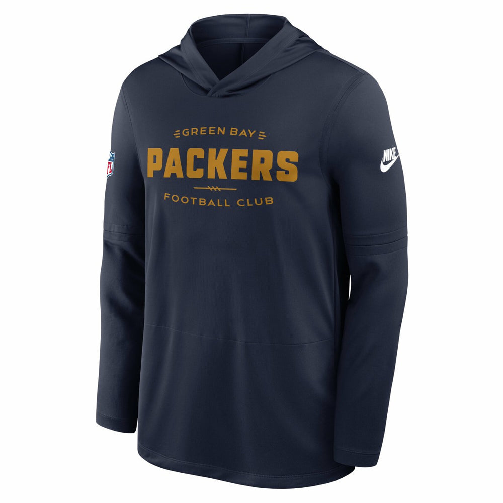 Green Bay Packers The 1923 Classic Pass Accuracy Dri-FIT Long Sleeve Hoodie T-Shirt Navy | Nike for Sale