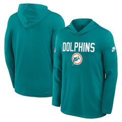 Miami Dolphins Sideline Pass Accuracy Dri-FIT Long Sleeve Hoodie T-Shirt Aqua | Nike for Sale