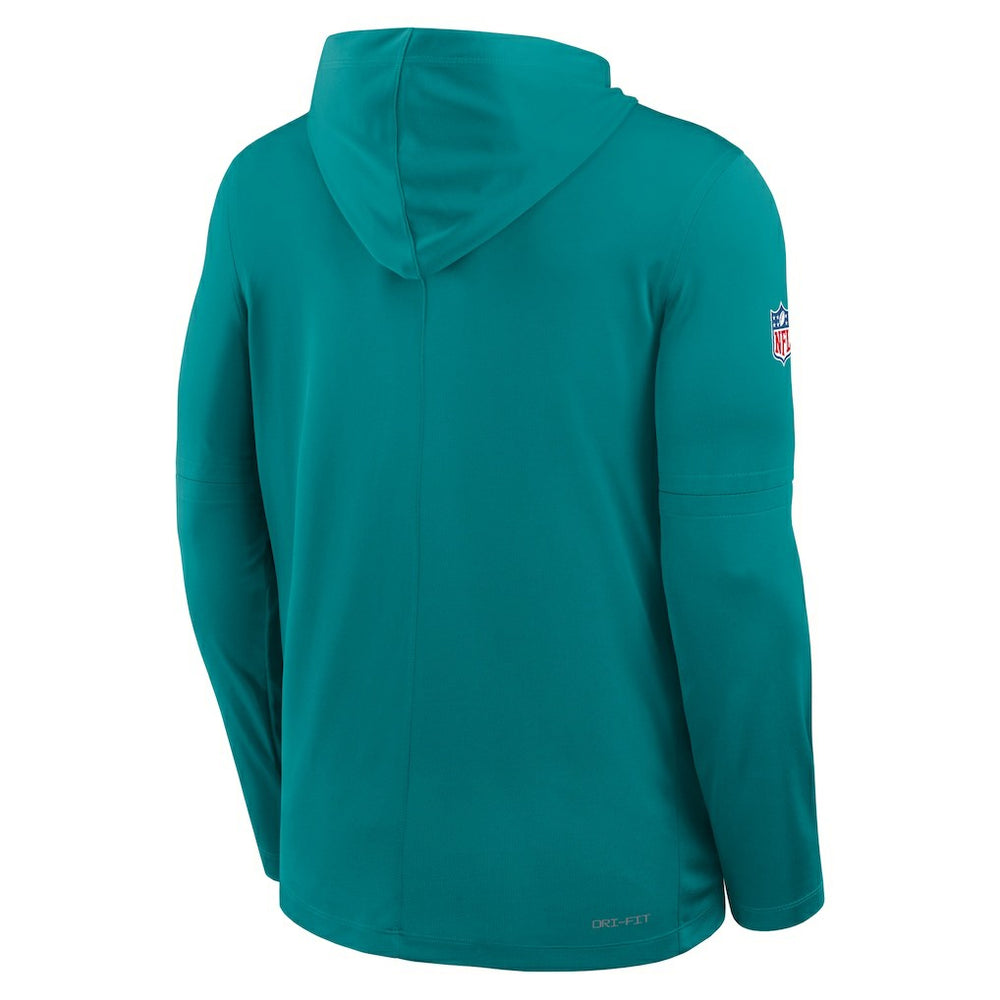 Miami Dolphins Sideline Pass Accuracy Dri-FIT Long Sleeve Hoodie T-Shirt Aqua | Nike for Sale