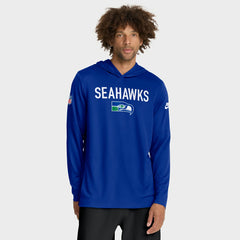 Seattle Seahawks Sideline Pass Accuracy Dri-FIT Long Sleeve Hoodie T-Shirt Royal | Nike for Sale