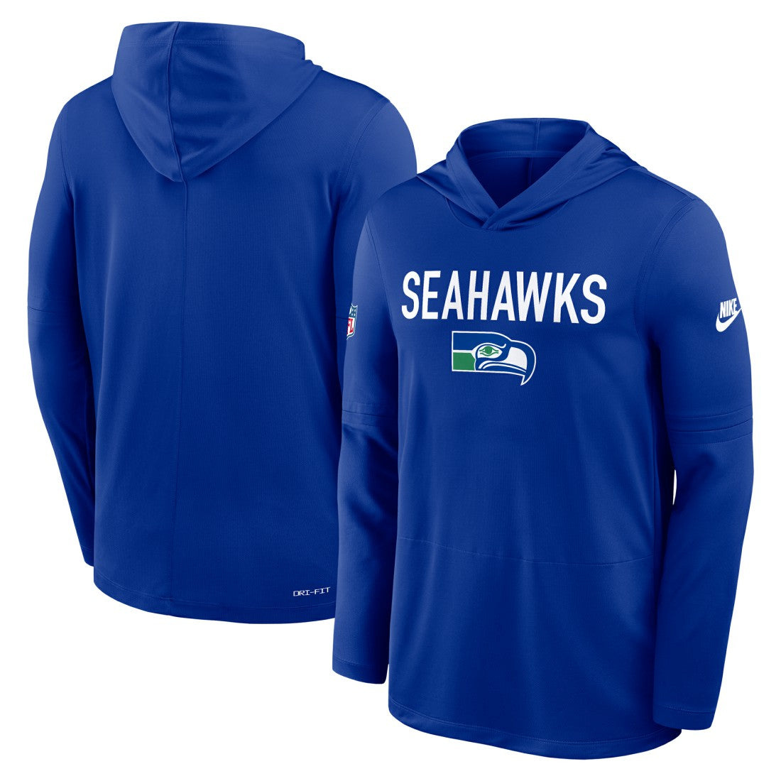 Seattle Seahawks Sideline Pass Accuracy Dri-FIT Long Sleeve Hoodie T-Shirt Royal | Nike for Sale