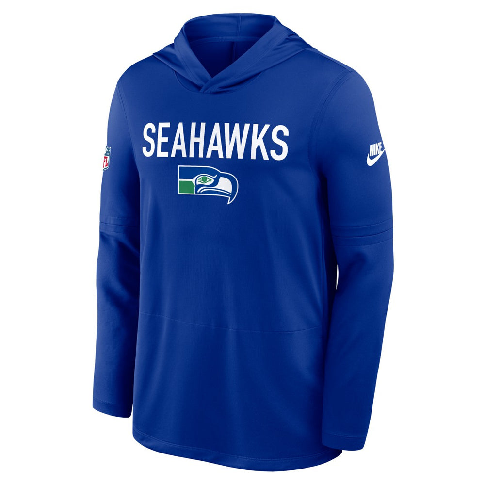 Seattle Seahawks Sideline Pass Accuracy Dri-FIT Long Sleeve Hoodie T-Shirt Royal | Nike for Sale