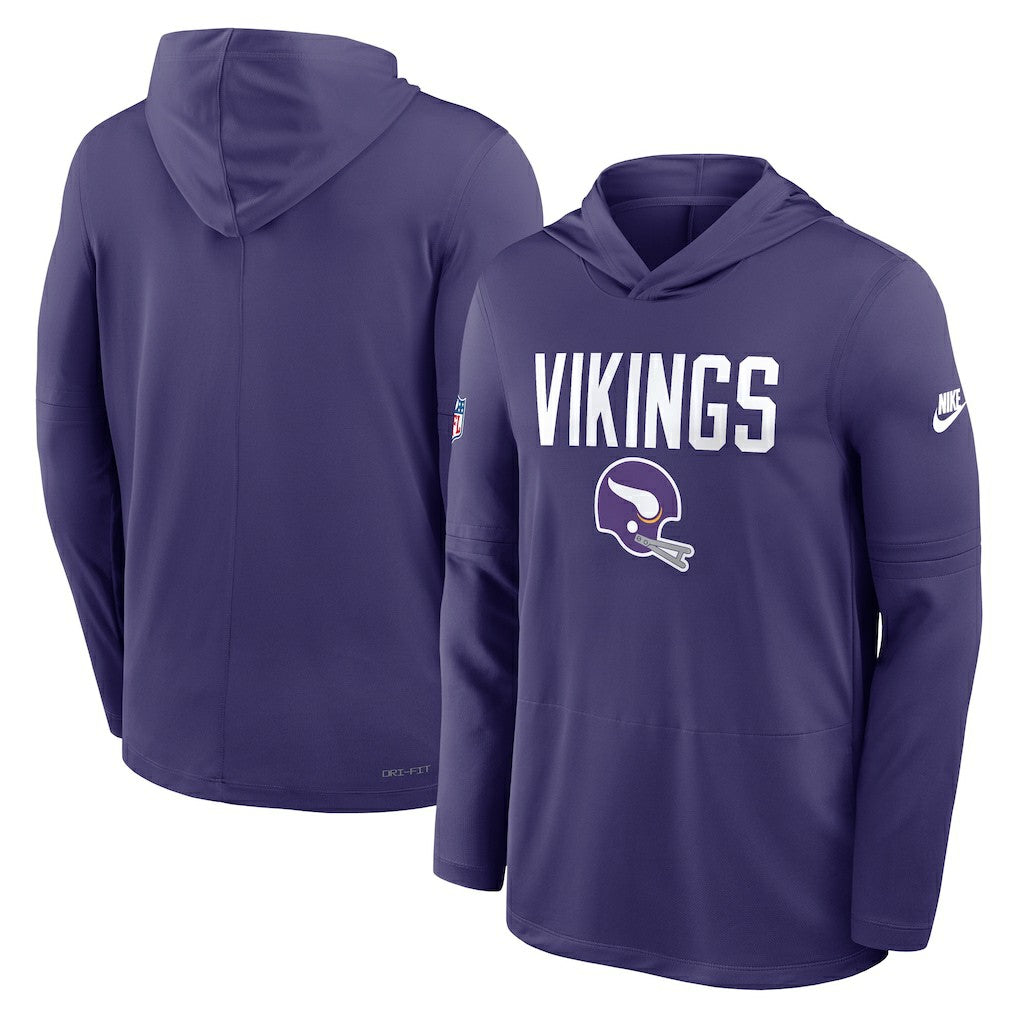 Minnesota Vikings Sideline Pass Accuracy Dri-FIT Long Sleeve Hoodie T-Shirt Purple | Nike for Sale