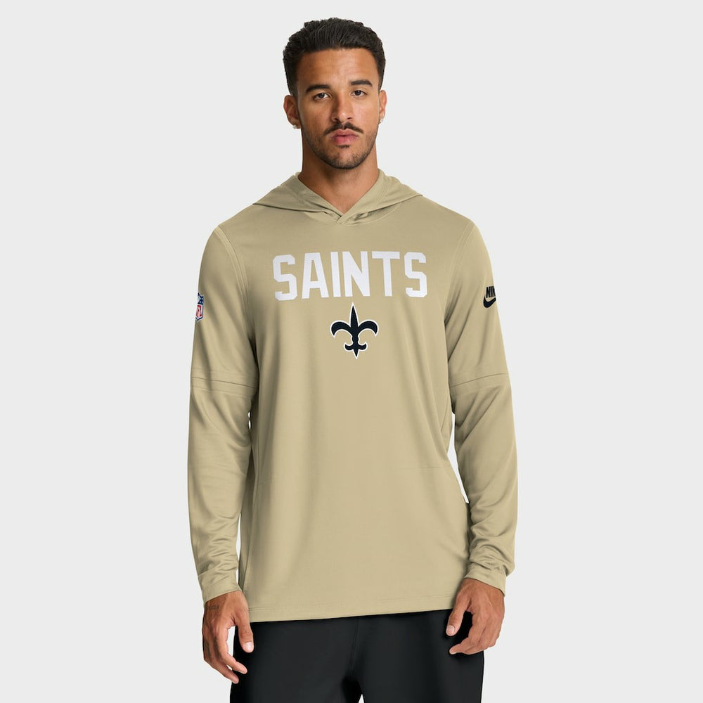 New Orleans Saints Sideline Pass Accuracy Dri-FIT Long Sleeve Hoodie T-Shirt Gold | Nike for Sale