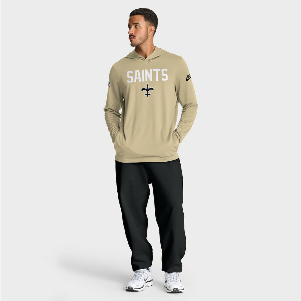 New Orleans Saints Sideline Pass Accuracy Dri-FIT Long Sleeve Hoodie T-Shirt Gold | Nike for Sale