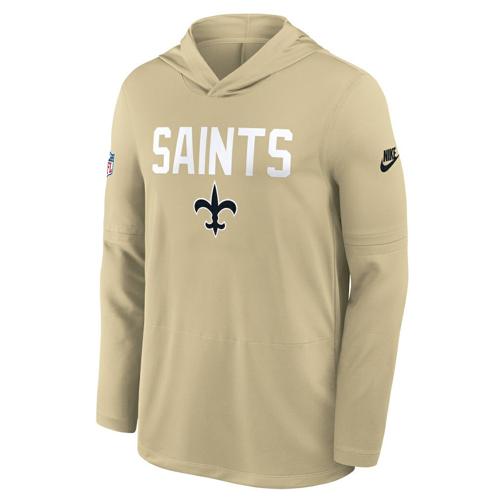 New Orleans Saints Sideline Pass Accuracy Dri-FIT Long Sleeve Hoodie T-Shirt Gold | Nike for Sale