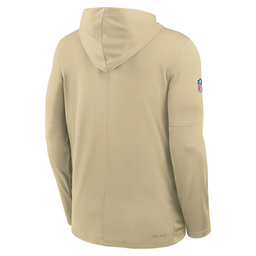New Orleans Saints Sideline Pass Accuracy Dri-FIT Long Sleeve Hoodie T-Shirt Gold | Nike for Sale