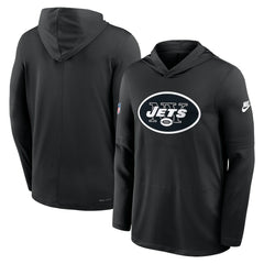 New York Jets Sideline Pass Accuracy Dri-FIT Long Sleeve Hoodie T-Shirt Black | Nike for Sale