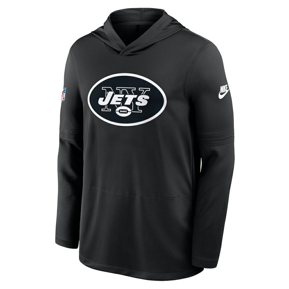 New York Jets Sideline Pass Accuracy Dri-FIT Long Sleeve Hoodie T-Shirt Black | Nike for Sale