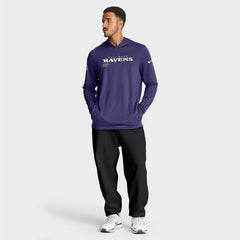 Baltimore Ravens Sideline Pure Fury Performance Long Sleeve Hoodie T-Shirt Purple | Nike for Sale