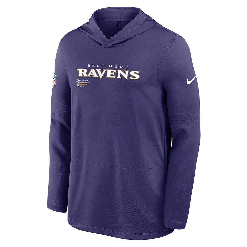 Baltimore Ravens Sideline Pure Fury Performance Long Sleeve Hoodie T-Shirt Purple | Nike for Sale
