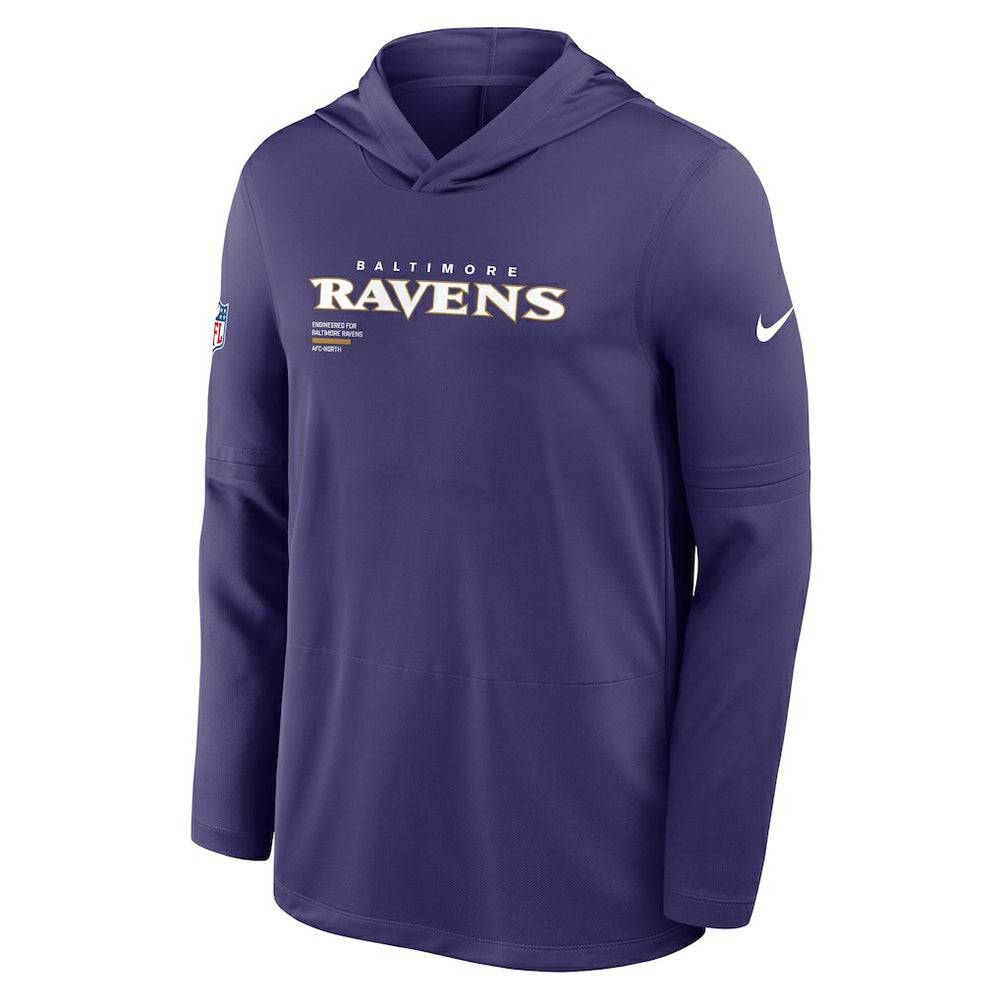 Baltimore Ravens Sideline Pure Fury Performance Long Sleeve Hoodie T-Shirt Purple | Nike for Sale