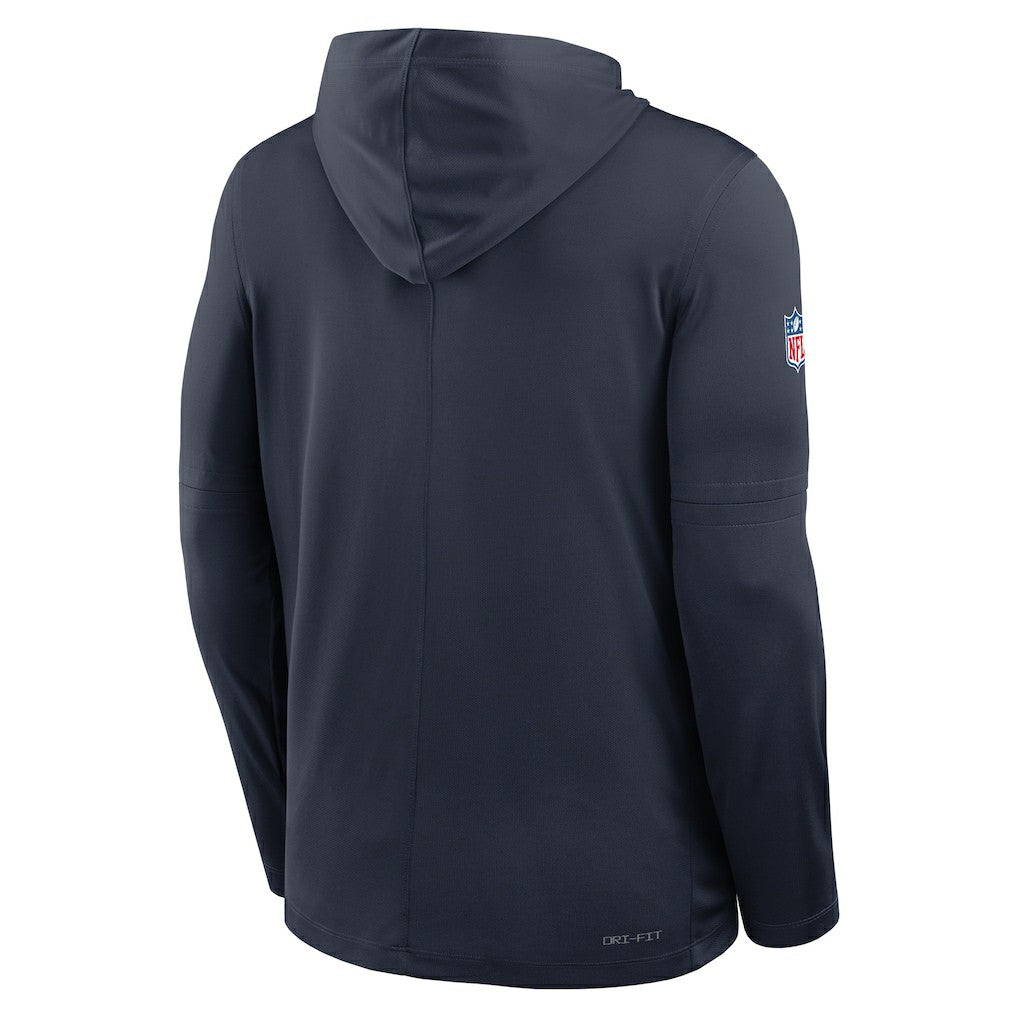 Chicago Bears Sideline Pure Fury Performance Long Sleeve Hoodie T-Shirt Navy | Nike for Sale