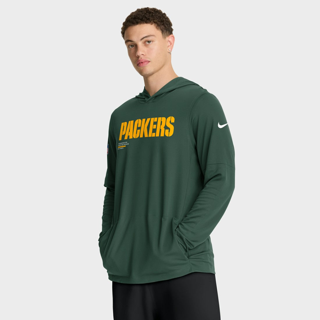 Green Bay Packers Sideline Pure Fury Performance Long Sleeve Hoodie T-Shirt Green | Nike for Sale