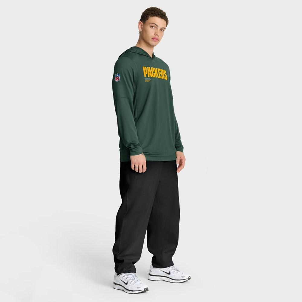 Green Bay Packers Sideline Pure Fury Performance Long Sleeve Hoodie T-Shirt Green | Nike for Sale