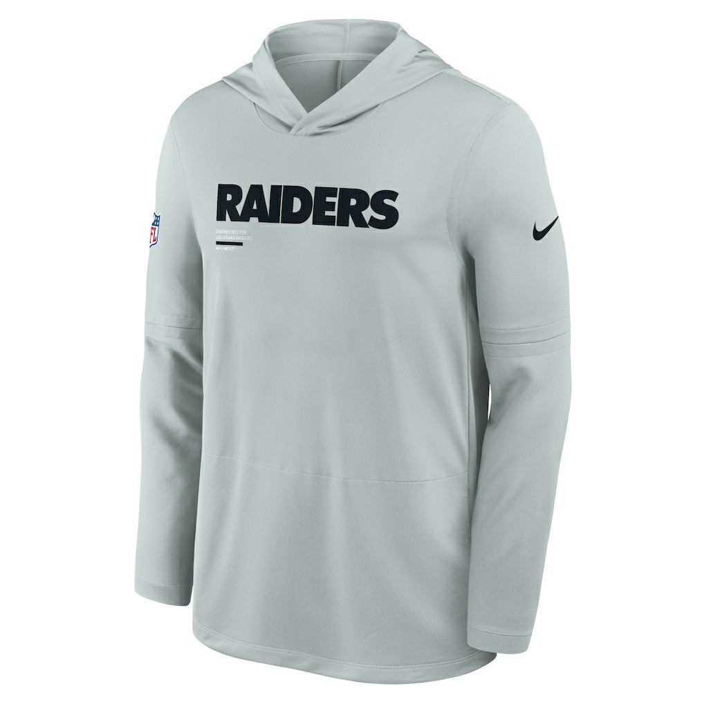 Las Vegas Raiders Sideline Pure Fury Performance Long Sleeve Hoodie T-Shirt Silver | Nike for Sale