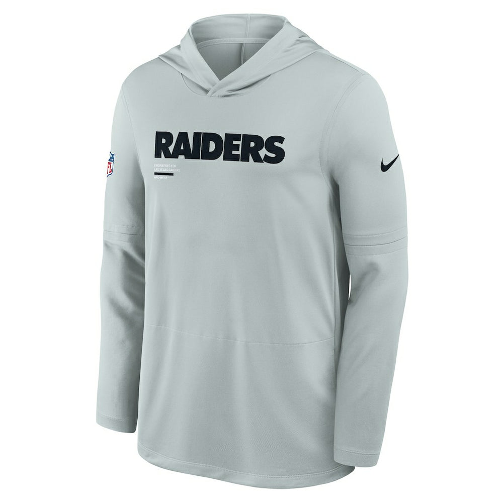 Las Vegas Raiders Sideline Pure Fury Performance Long Sleeve Hoodie T-Shirt Silver | Nike for Sale