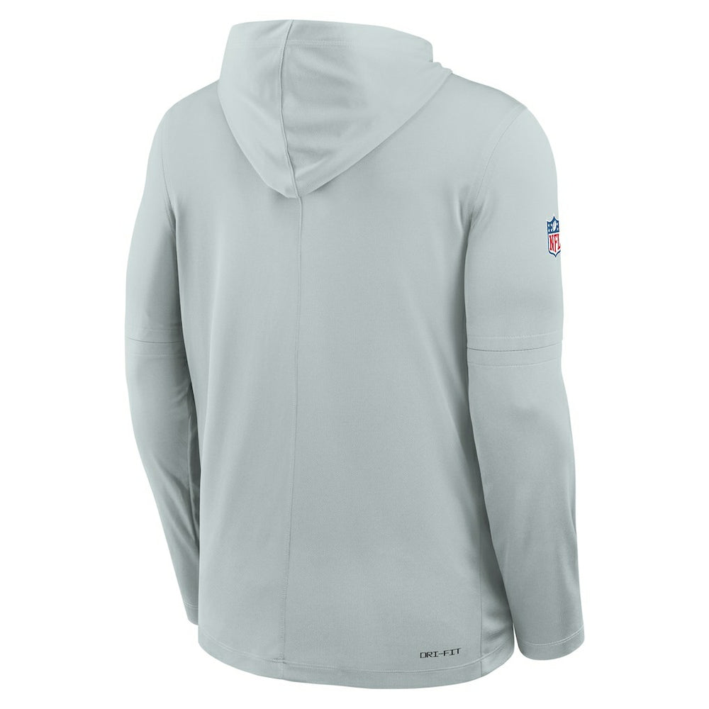 Las Vegas Raiders Sideline Pure Fury Performance Long Sleeve Hoodie T-Shirt Silver | Nike for Sale