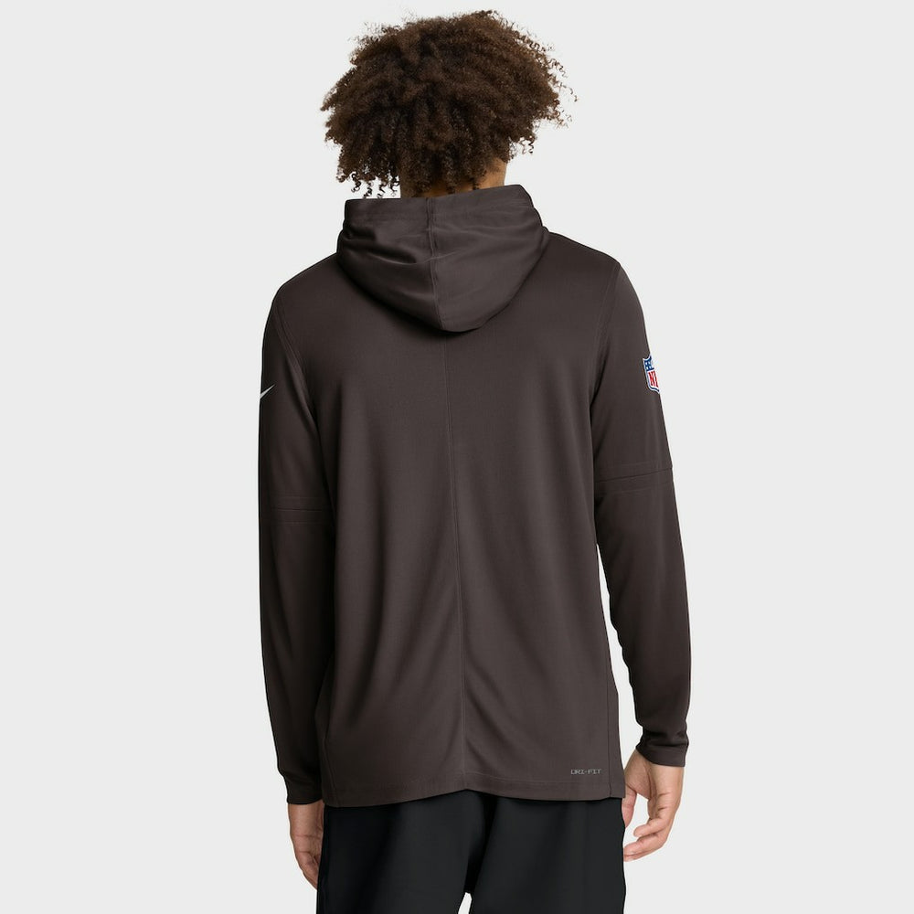 Cleveland Browns Sideline Pure Fury Performance Long Sleeve Hoodie T-Shirt Brown | Nike for Sale