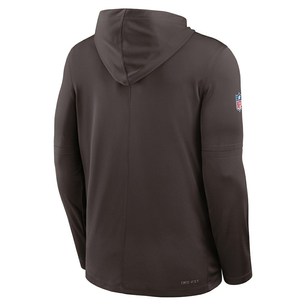 Cleveland Browns Sideline Pure Fury Performance Long Sleeve Hoodie T-Shirt Brown | Nike for Sale