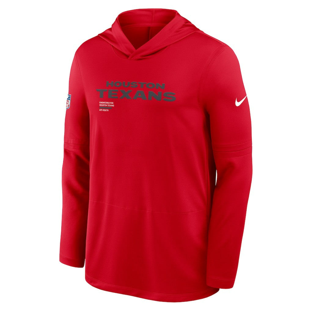 Houston Texans Sideline Pure Fury Performance Long Sleeve Hoodie T-Shirt Red | Nike for Sale