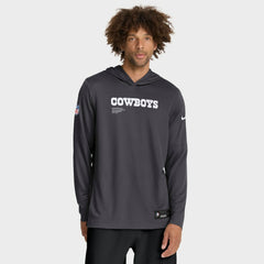 Dallas Cowboys Sideline Pure Fury Performance Long Sleeve Hoodie T-Shirt Anthracite | Nike for Sale
