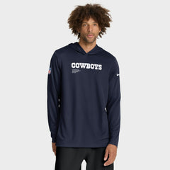 Dallas Cowboys Sideline Pure Fury Performance Long Sleeve Hoodie T-Shirt Navy | Nike for Sale