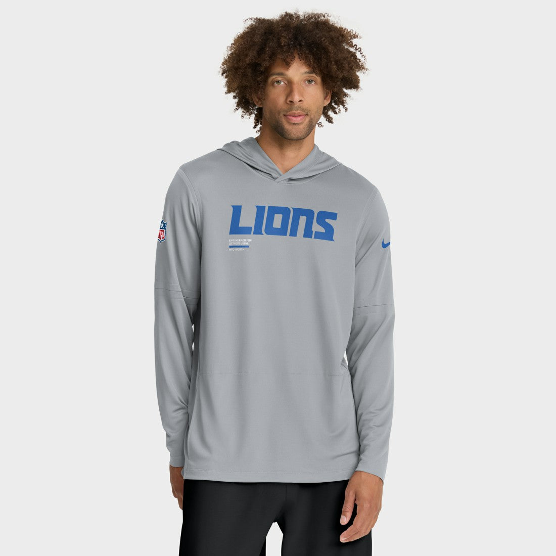 Detroit Lions Sideline Pure Fury Performance Long Sleeve Hoodie T-Shirt Gray | Nike for Sale
