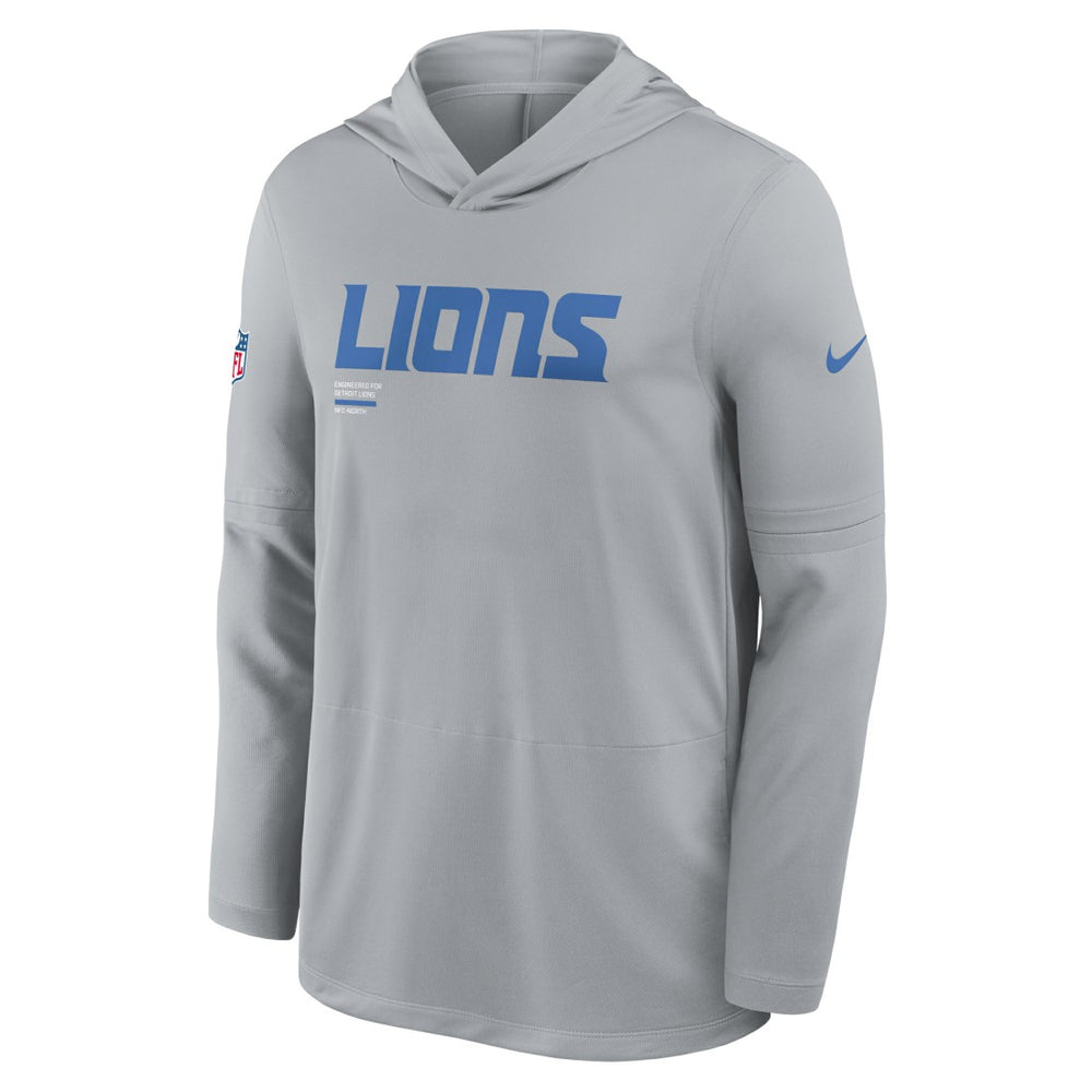 Detroit Lions Sideline Pure Fury Performance Long Sleeve Hoodie T-Shirt Gray | Nike for Sale