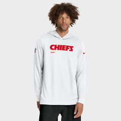 Kansas City Chiefs Sideline Pure Fury Performance Long Sleeve Hoodie T-Shirt White | Nike for Sale