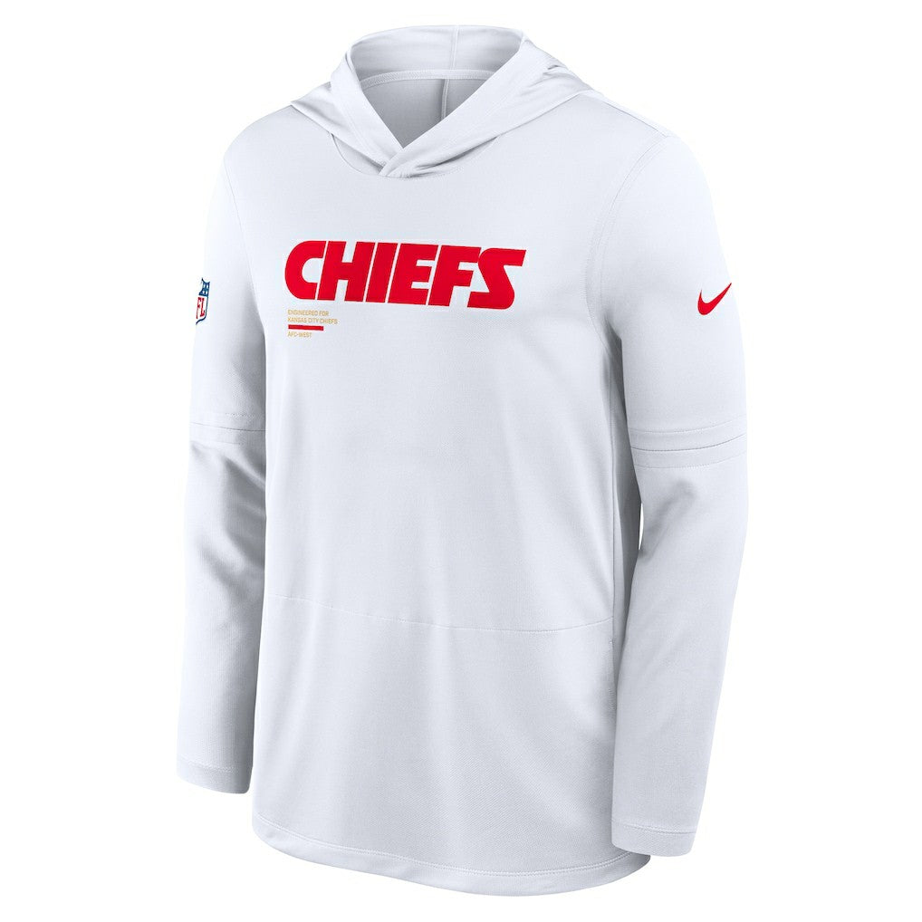 Kansas City Chiefs Sideline Pure Fury Performance Long Sleeve Hoodie T-Shirt White | Nike for Sale