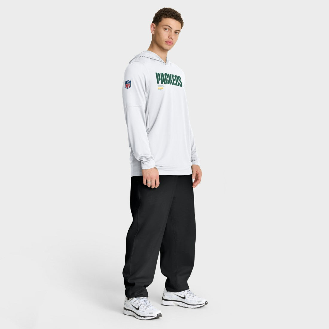 Green Bay Packers Sideline Pure Fury Performance Long Sleeve Hoodie T-Shirt White | Nike for Sale