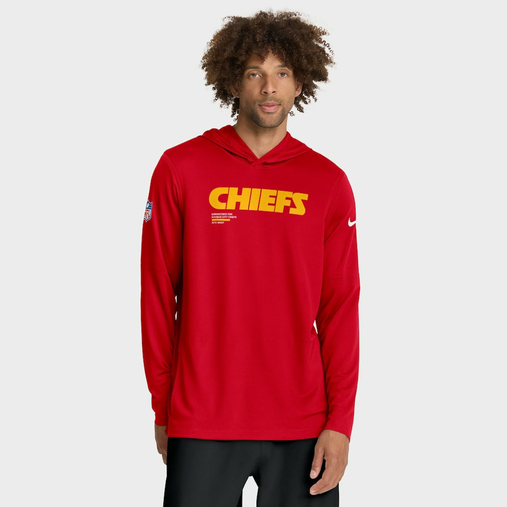 Kansas City Chiefs Sideline Pure Fury Performance Long Sleeve Hoodie T-Shirt Red | Nike for Sale