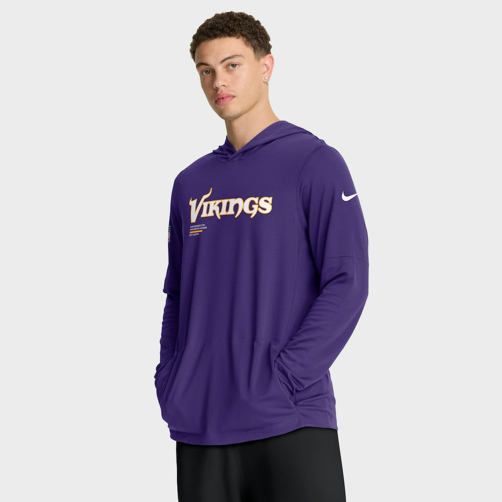 Minnesota Vikings Sideline Pure Fury Performance Long Sleeve Hoodie T-Shirt Purple | Nike for Sale