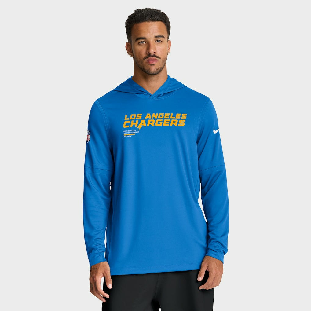 Los Angeles Chargers Sideline Pure Fury Performance Long Sleeve Hoodie T-Shirt Powder Blue | Nike for Sale