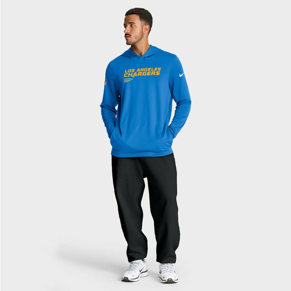 Los Angeles Chargers Sideline Pure Fury Performance Long Sleeve Hoodie T-Shirt Powder Blue | Nike for Sale