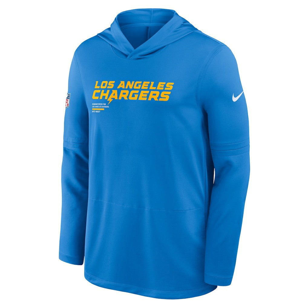 Los Angeles Chargers Sideline Pure Fury Performance Long Sleeve Hoodie T-Shirt Powder Blue | Nike for Sale