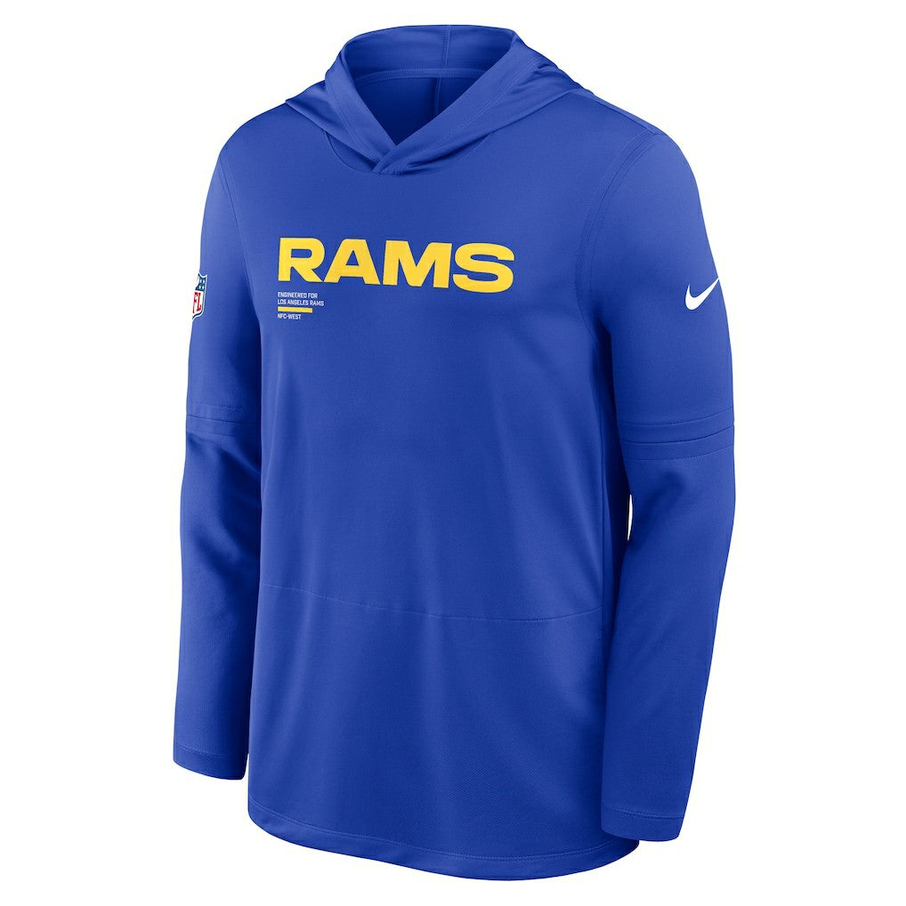Los Angeles Rams Sideline Pure Fury Performance Long Sleeve Hoodie T-Shirt Royal | Nike for Sale